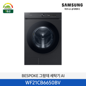 삼성 비스포크 그랑데 AI 세탁기 21kg WF21CB6650BV 블랙캐비어